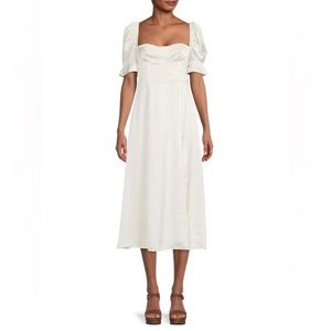 NWT WEWOREWHAT Puff Sleeve Midi Dress Ivory